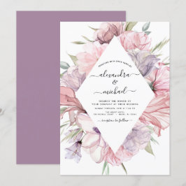 Boho Dusty Pink Lila Hochzeit Einladung