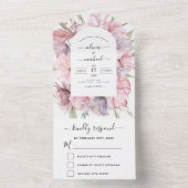 Boho Dusty Pink Lila Hochzeit Romantische UAWG All In One Einladung (Innen Boden)