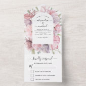 Boho Dusty Pink Lila Wedding RSVP All In One Einladung (Innen Boden)