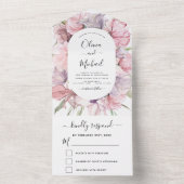 Boho Dusty Pink Lila Wedding RSVP All In One Einladung (Innen Boden)
