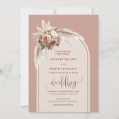 Boho Dusty Pink Pampas Bloral Wedding Einladung (Vorderseite)