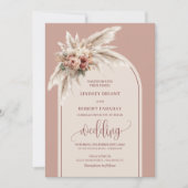Boho Dusty Pink Pampas Rose Einladung Hochzeit (Vorderseite)