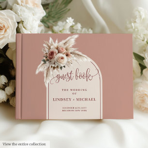 Boho Dusty Pink Pampas Rose Wedding Gästebuch