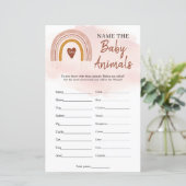Boho Dusty Pink Rainbow Name The Baby Animals (Stehend Vorderseite)