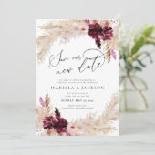 Boho Dusty Pink und Burgund Rettete unser neues Da Einladung (Stehend Vorderseite)