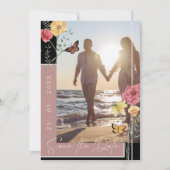 Boho Dusty Pink Wildblumen Foto Save the Date (Vorderseite)
