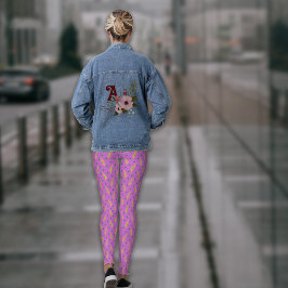 Boho Dusty Pink Yellow Botanicals Leggings