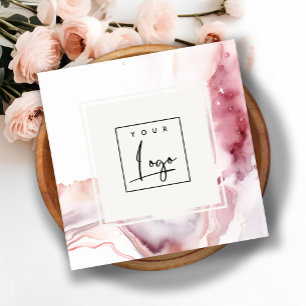 Boho-Dusty-Rosa-Wasserfarbe-Achat-Logo Quadratische Visitenkarte