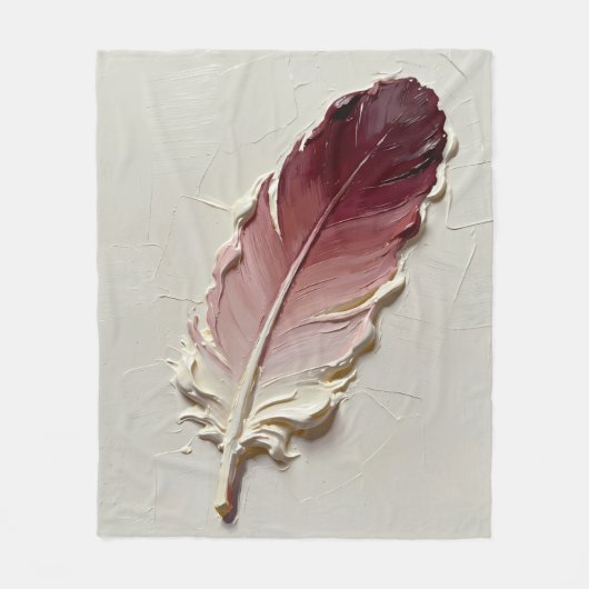 Boho Dusty Rose 3D Impasto Feder Ölmalerei Fleecedecke (Vorderseite)