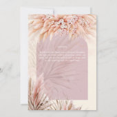 BOHO Dusty Rose Coral PAMPAS GRASS Hochzeit Einladung (Rückseite)
