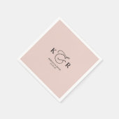 Boho Dusty Rose Elegante Monogram Wedding Napkins Serviette (Ecke)