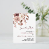 Boho Dusty Rose Eucalyptus Floral Save the Date Ankündigungspostkarte (Stehend Vorderseite)