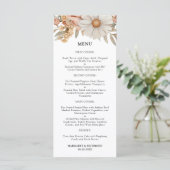 Boho Dusty Rose Floral Wedding Menu Menükarte (Stehend Vorderseite)