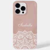 Boho Dusty Rose Mandala Individuelle Name Case-Mate iPhone Hülle (Rückseite)