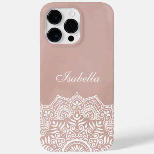 Boho Dusty Rose Mandala Individuelle Name Case-Mate iPhone Hülle (Rückseite)