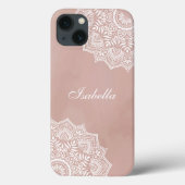 Boho Dusty Rose Mandala Individuelle Name Case-Mate iPhone Hülle (Rückseite)