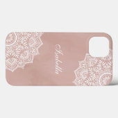 Boho Dusty Rose Mandala Individuelle Name Case-Mate iPhone Hülle (Rückseite (Horizontal))
