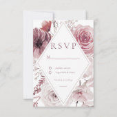 Boho Dusty Rose & Mauve Floral Frame Wedding RSVP Karte (Vorderseite)