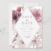 Boho Dusty Rose & Mauve Floral Frame Wedding Save The Date (Vorderseite)