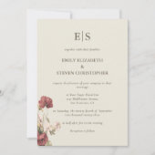 Boho Dusty Rose Mit Monogramm zeitgenössische Hoch Einladung (Vorderseite)