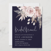 Boho Dusty Rose & Navy Brautparty Brunch Einladung (Vorderseite)