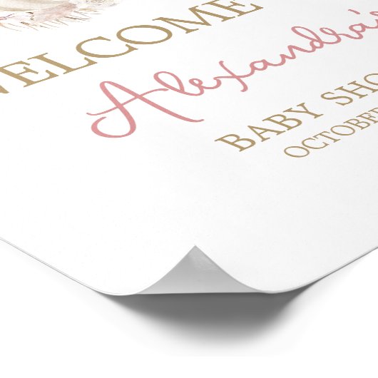 Boho Dusty Rose Pumpkin Baby Dusche Willkommen Poster (Ecke)