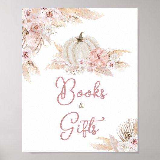 Boho Dusty Rose Pumpkin Bücher und Geschenke Poster (Vorne)
