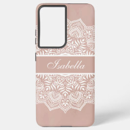 Boho Dusty Rose und White Mandala Individuelle Nam Samsung Galaxy Hülle