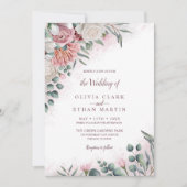 Boho Dusty Rose Wasserfarben Florenz Rustikal Einladung (Vorderseite)