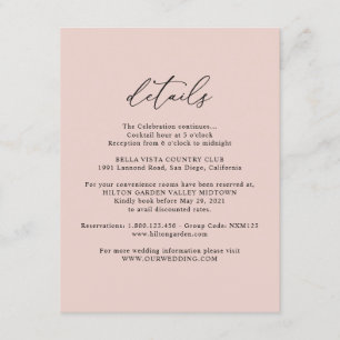 Boho Dusty Rose Wedding Details Enclosure Card Begleitkarte