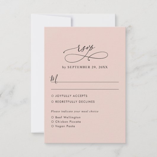 Boho Dusty Rose Wedding Meetings Optionen RSVP Kar Karte (Vorderseite)