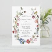 Boho Dutch Wild Blume & Butterflies Wedding Einladung (Stehend Vorderseite)