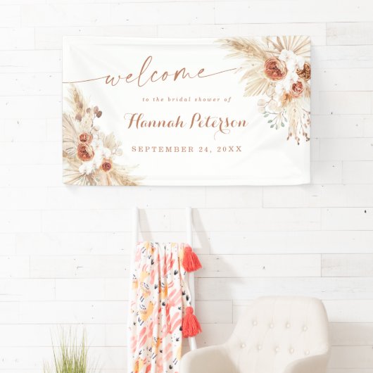 Boho Duwer Pampas Grass Begrüßungszeichen Banner (Insitu)