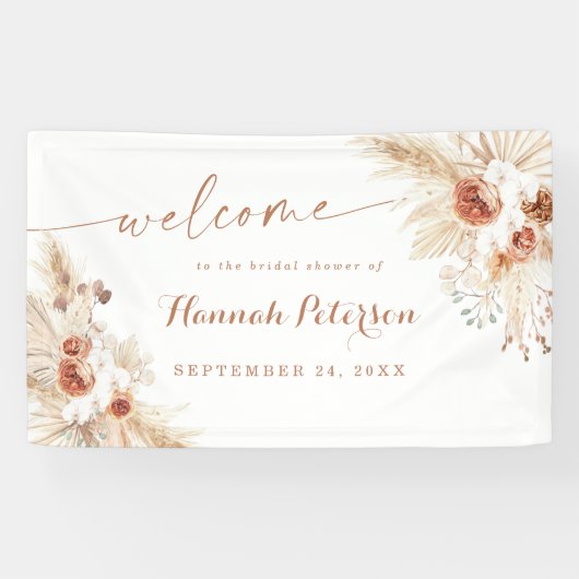 Boho Duwer Pampas Grass Begrüßungszeichen Banner (Horizontal)