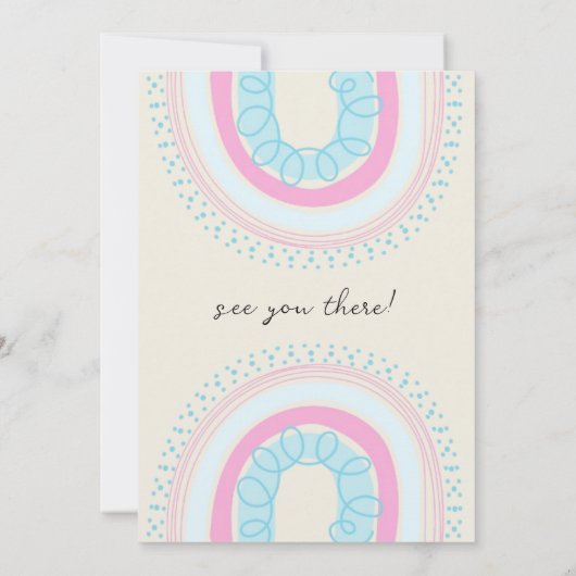 Boho Duwered mit Liebe Rainbow Baby Dusche Einladung (Rückseite)