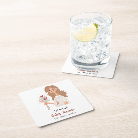 Boho Earth Mutter Strauß von Herzen anpassen Rechteckiger Pappuntersetzer (Vor Ort)