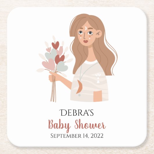 Boho Earth Mutter Strauß von Herzen anpassen Rechteckiger Pappuntersetzer (Vorderseite)