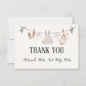 Boho Earth Pink Girl Dankeschön Card Baby Dusche RSVP Karte (Vorderseite)