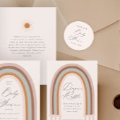 Boho Earth Tone Baby Shower Runder Aufkleber