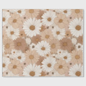 Boho Earth Tone Daisy Tan Floral Pattern Geschenkpapier (Flach)