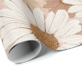Boho Earth Tone Daisy Tan Floral Pattern Geschenkpapier (Rolleneckpunkt)
