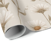 Boho Earth Tone Daisy Tan Floral Pattern Geschenkpapier (Rolleneckpunkt)