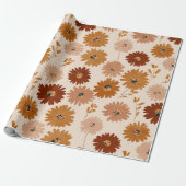 Boho Earth Tone Daisy Tan Floral Pattern Geschenkpapier (Ungerollt)