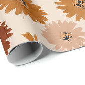 Boho Earth Tone Daisy Tan Floral Pattern Geschenkpapier (Rolleneckpunkt)