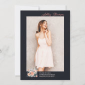 Boho earth tone florfarbenes Foto Abschluss Einladung (Rückseite)