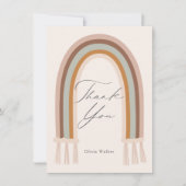 Boho Earth Tone Rainbow Baby Shower Dankeskarte (Vorderseite)