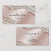 Boho Earth Tones Agate Rose Gold Visitenkarte (Vorne/Hinten)