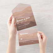 Boho Earth Tones Mountains & Forest Wedding Retro All In One Einladung (Abreißen)