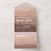 Boho Earth Tones Mountains & Forest Wedding Retro All In One Einladung (Innen Boden)