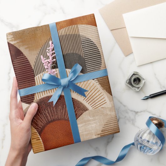Boho Earth Tones Terracotta Geometric Pattern Geschenkpapier (Schenken)